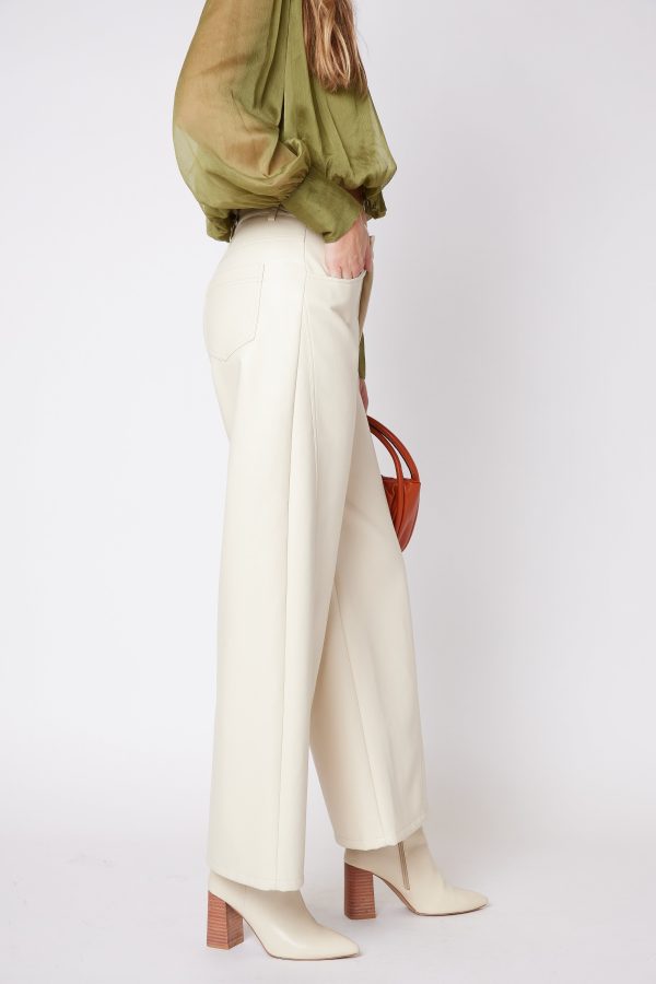 SALE - Cade Faux Leather Wide Leg Pants For Discount