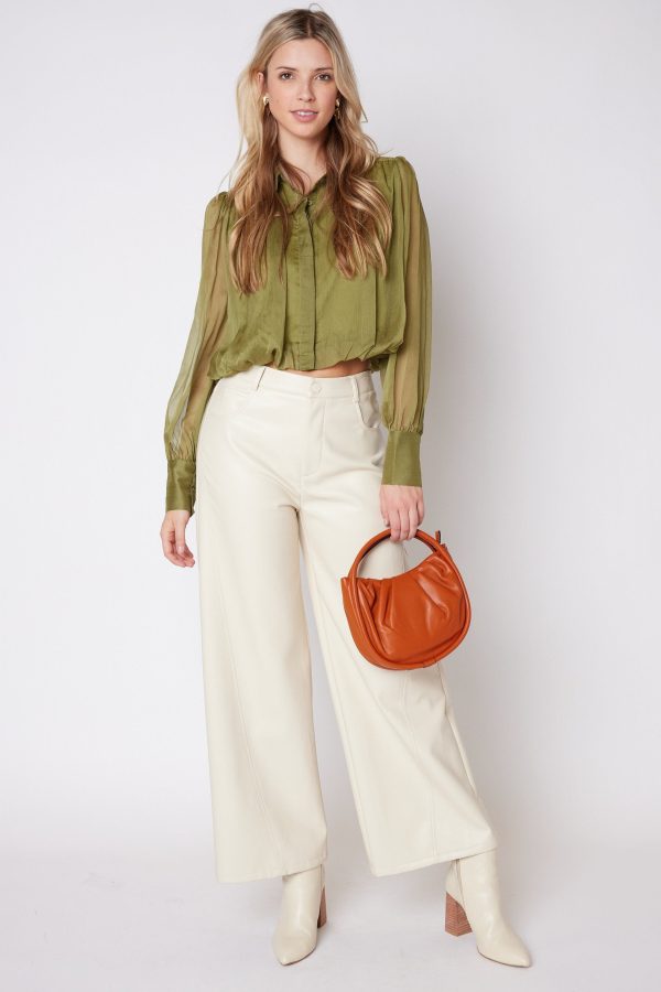 SALE - Cade Faux Leather Wide Leg Pants For Discount