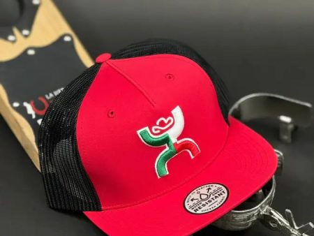 HOOEY MAN MEXICO COLOR LOGO RED & BLACK CAP For Cheap