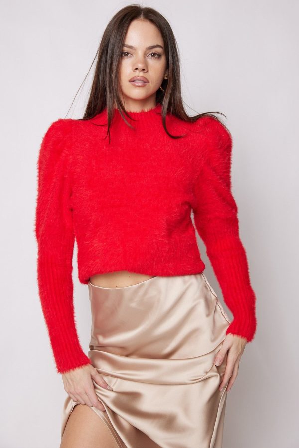 SALE - Evelyn Puff Shoulder Mohair Sweater Online Hot Sale