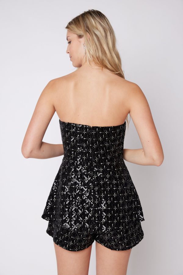 SALE - Barrett Strapless Metallic Detail Romper For Sale