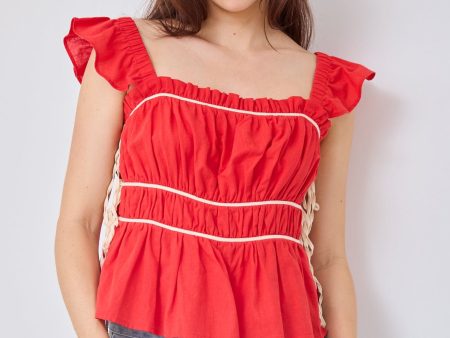 SALE - Kennedy Ruffled Sleeve Peplum Top Online now