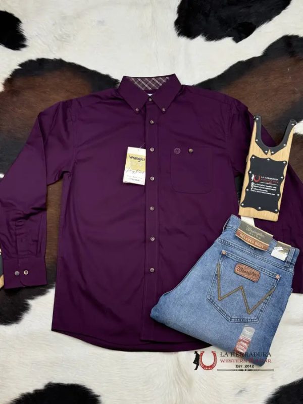 WRANGLER GEORGE STRAIT RELAXED FIT PURPLE LONG SLEEVE 6611 Online now