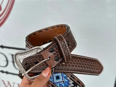 3D THREAD BLUE GREY DARK BROWN BELT Sale