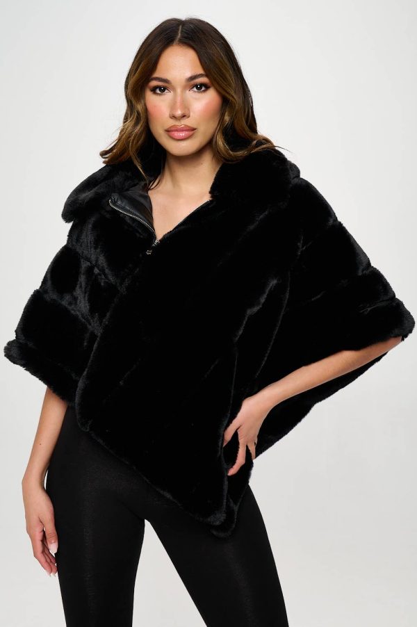 Fur Zip Poncho Online