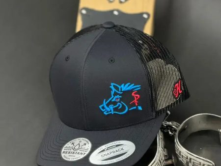 HOOEY SIDE HOG RED & BLUE DETAIL BLACK CAP Cheap