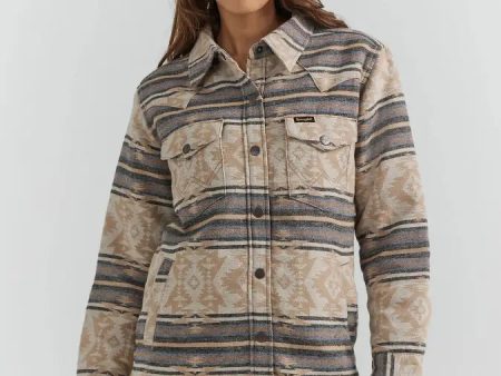 Women s Wrangler Southwestern Print Shacket in Doe Stripe For Discount