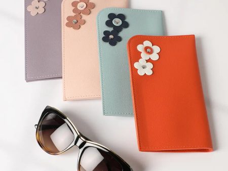 Flower Patch Leather Sunglasses Case For Sale