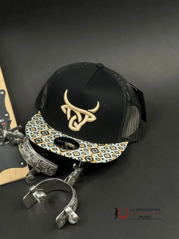 LOST CALF BUTTER AZTEC BILL BLACK CAP Sale