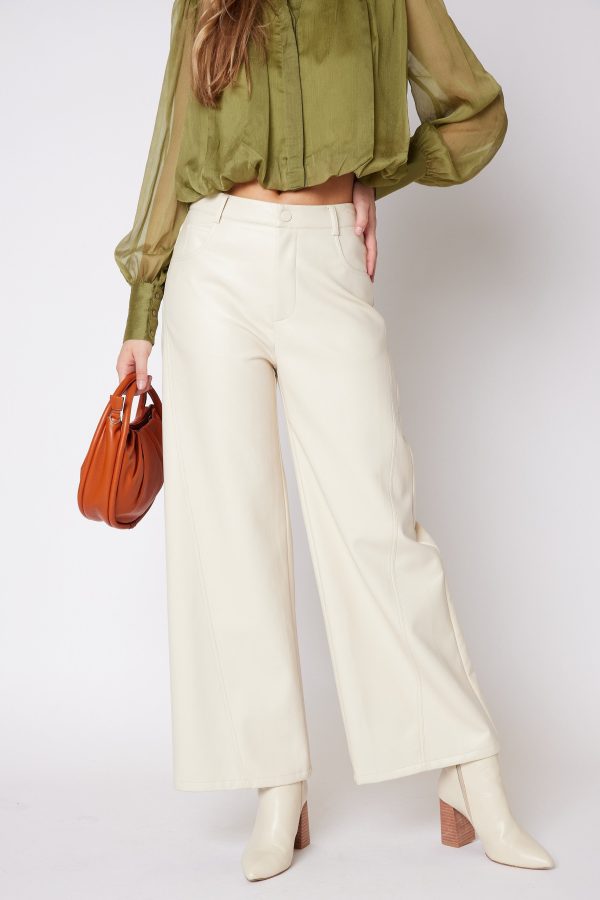 SALE - Cade Faux Leather Wide Leg Pants For Discount