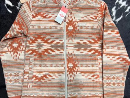 Cinch Womens Southwestern Print Fleece Stone Gray Coral- Jacket Discount