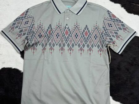 CHARCOAL POLO AZTEC SHORT SLEEVE SHIRT GREY Fashion