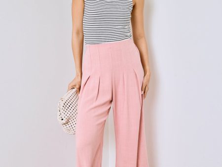 SALE - Naomi Pleated Cropped Linen Pants Online Sale