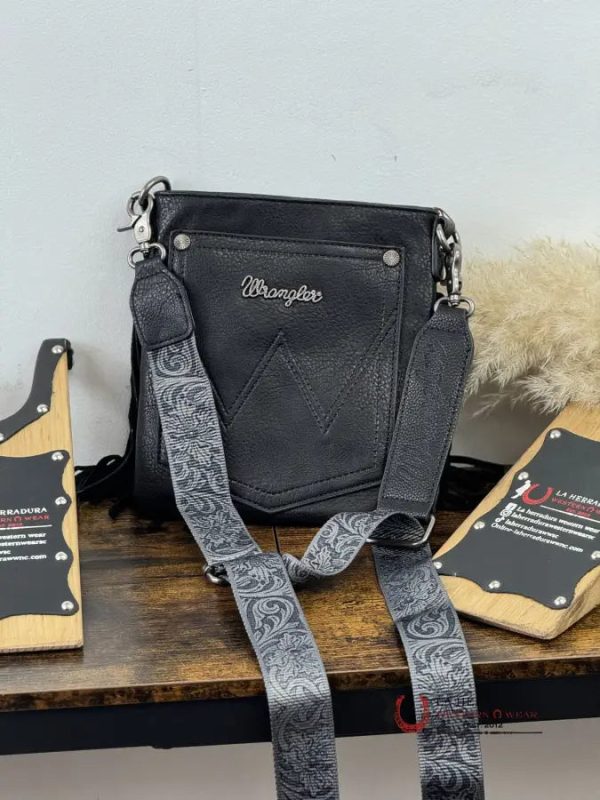 WRANGLER BLACK HAND TOOLED CROSSBODY Discount