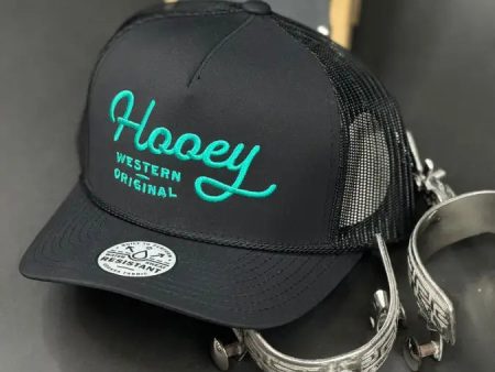 HOOEY TEAL LETTER BLACK CAP Hot on Sale