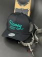 HOOEY TEAL LETTER BLACK CAP Hot on Sale