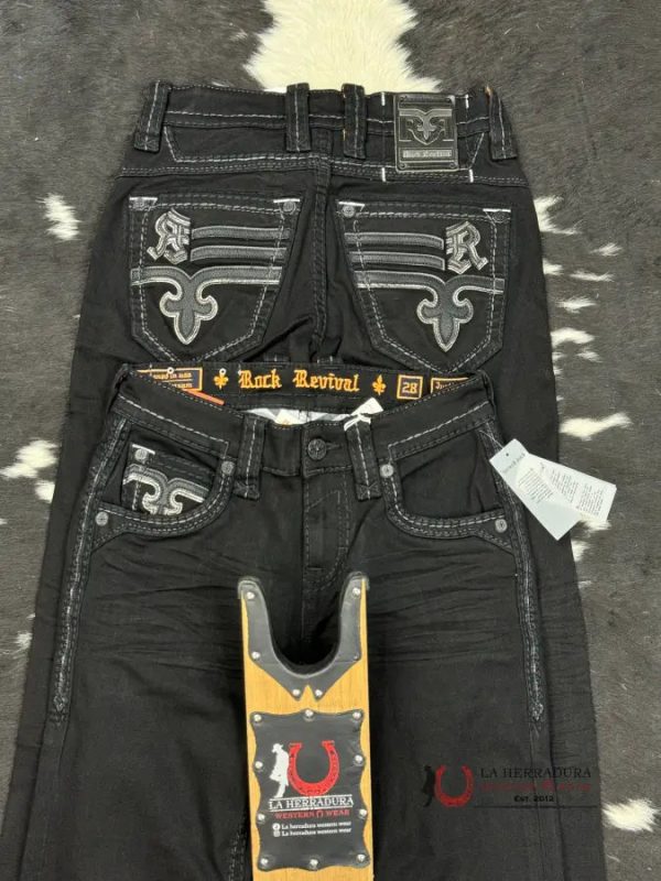 Revival Mens Black Jeans Justinn Straight Online Hot Sale