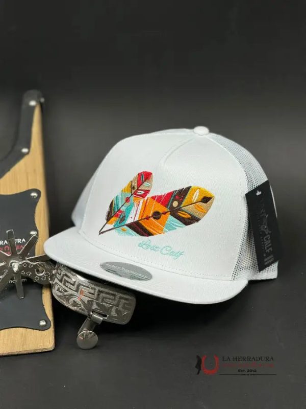 LOST CALF MULTI COLOR FEATHER WHITE CAP Online