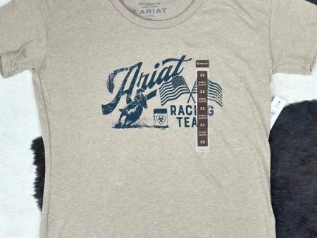 ARIAT WOMEN RACING TEAM OATMEAL HEATHER SHORT SLEEVE T-SHIRT Fashion