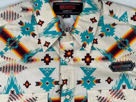 ROCK&ROLL ORANGE 2PKT AZTEC DALE SNAP SHORT SLEEVE SHIRT Supply