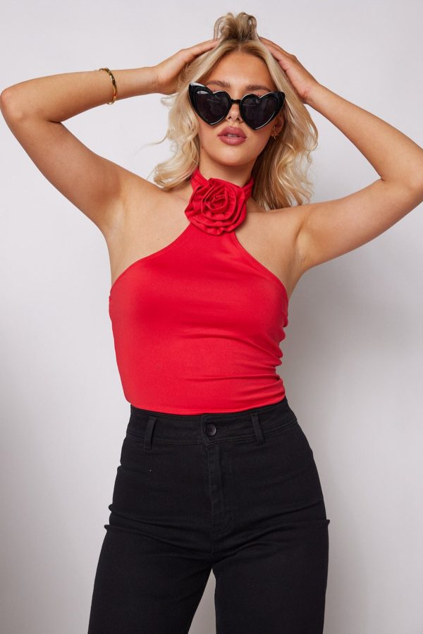 SALE - Betty Rosette Detail Bodysuit For Discount