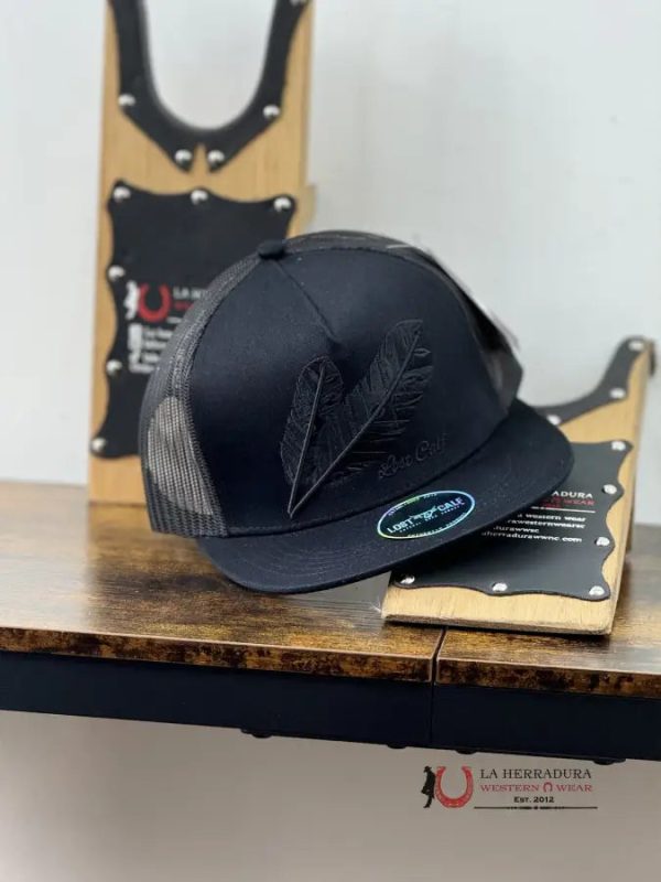 LOST CALF FEATHER BLACK LOGO BLACK CAP Online now