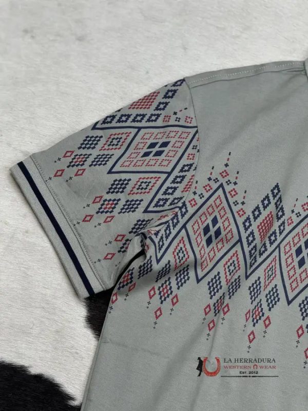 CHARCOAL POLO AZTEC SHORT SLEEVE SHIRT GREY Fashion