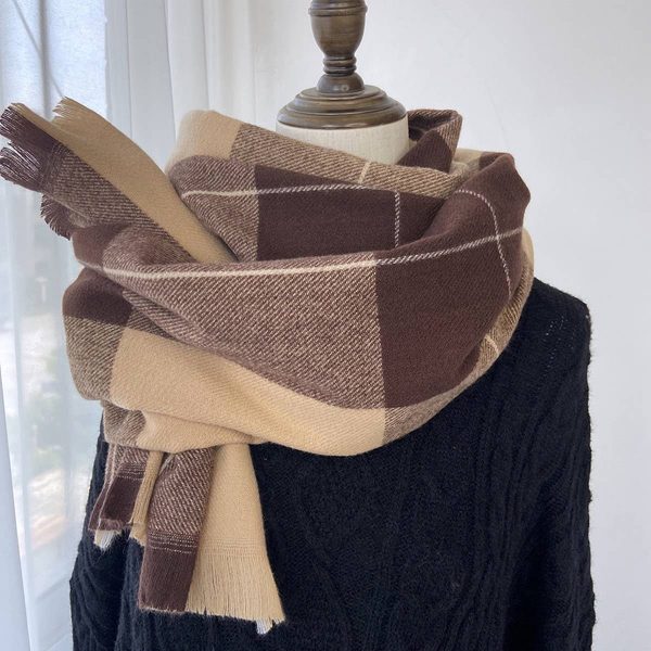 LARGE PLAID TASSEL SCARF Sale