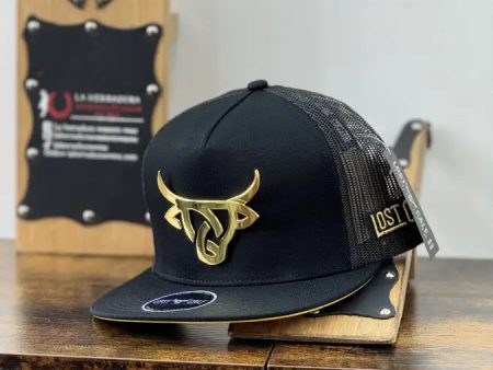 LOST CALF GOLD LOGO BLACK CAP on Sale