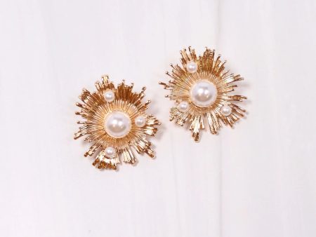 Zacherie Metal & Pearl Earrings For Sale