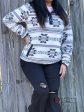 Cinch Womens Pullover Navy Brown White & Aztec Pattern Online