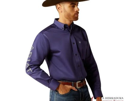 ARIAT CLASSIC TEAM LOGO TWILL DARK BLUE LONG SLEEVE SHIRT-2822 For Sale