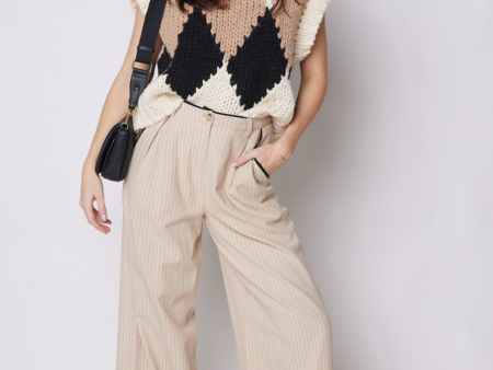 Joyce Contrast Piping Detail Linen Pants Online now