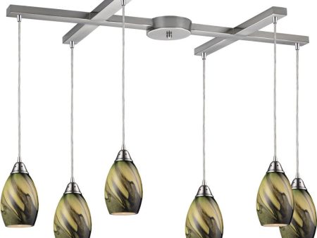 Formations 6 Light Pendant In Satin Nickel and Planetary Glass Cheap