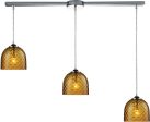 Viva 3 Light Pendant In Polished Chrome and Amber Glass Supply