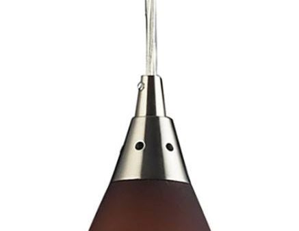 Vesta 1 Light Pendant In Satin Nickel and Tobacco Glass For Sale