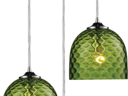 Viva 3 Light Pendant In Polished Chrome and Green Glass on Sale