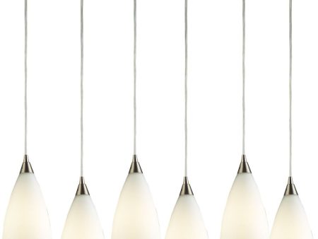 Vesta 6 Light Pendant In Satin Nickel and White Glass Online Hot Sale