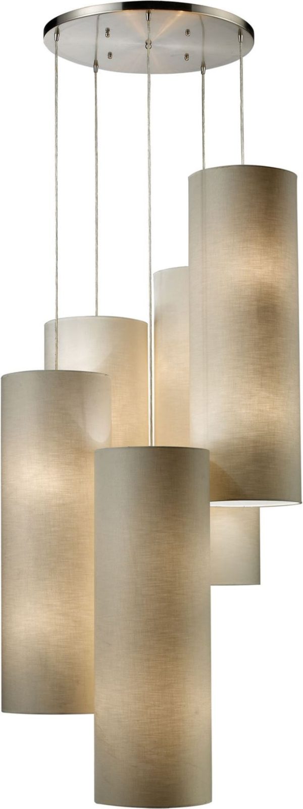 Fabric Cylinder 20 Light Pendant In Satin Nickel For Discount