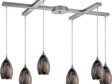 Formations 6 Light Pendant In Satin Nickel and Ashflow Glass Online