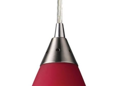 Vesta 1 Light Led Pendant In Satin Nickel and Cardinal Red Glass Online Hot Sale