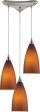 Vesta 3 Light Pendant In Satin Nickel and Tobacco Glass Online