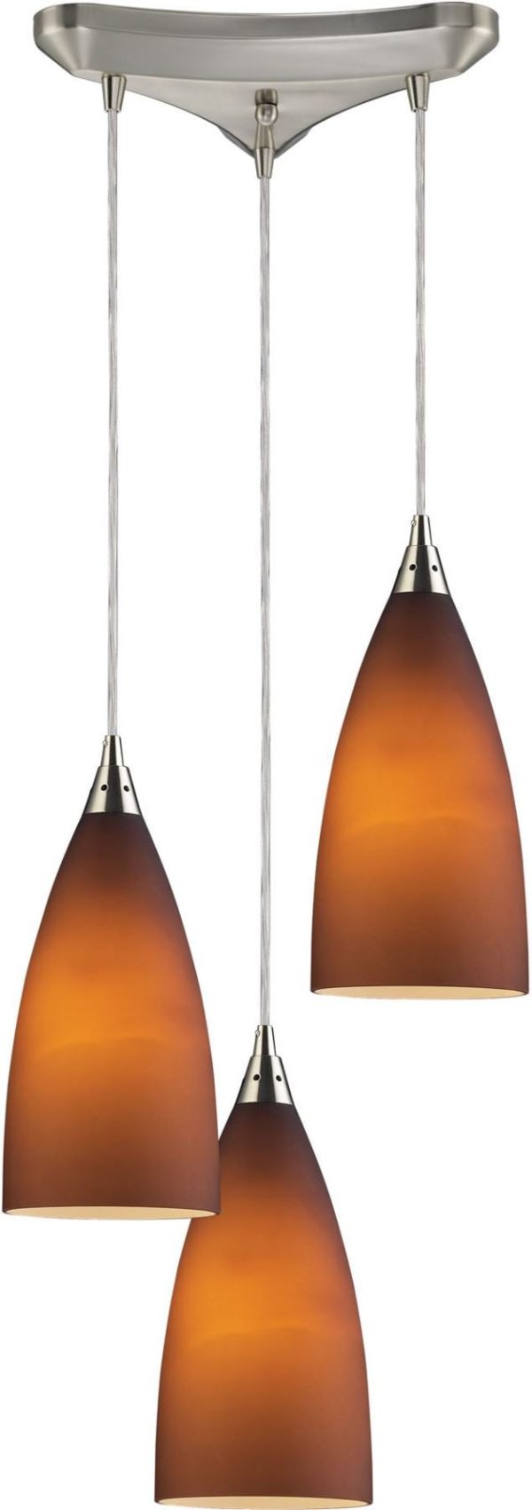 Vesta 3 Light Pendant In Satin Nickel and Tobacco Glass Online